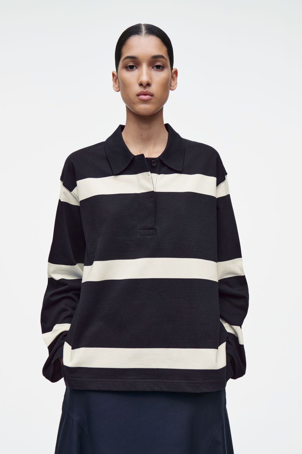 Relaxed Striped Long Sleeve Rugby Top 