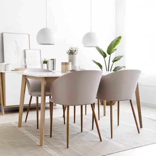 Silla para comedor modernas de polipropileno beige