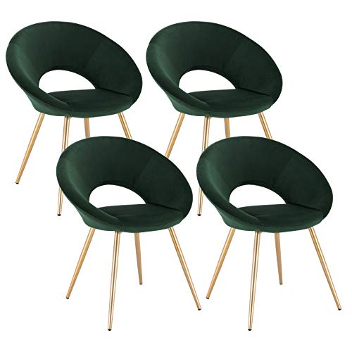 4 Sillas para tapizadas en terciopelo verde esmeralda