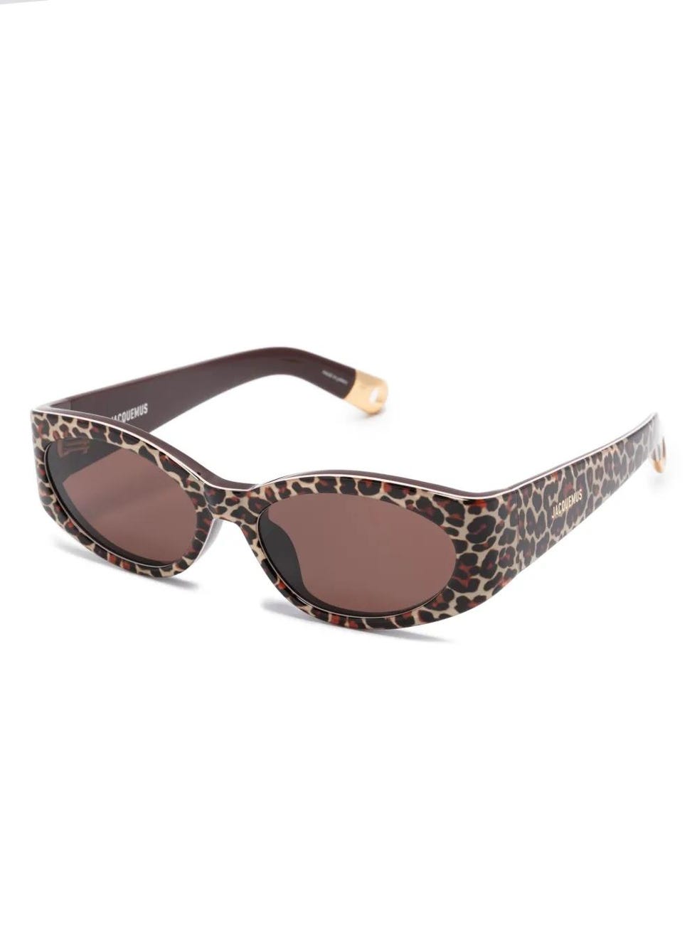 Leopard-Print Oval-Frame Sunglasses