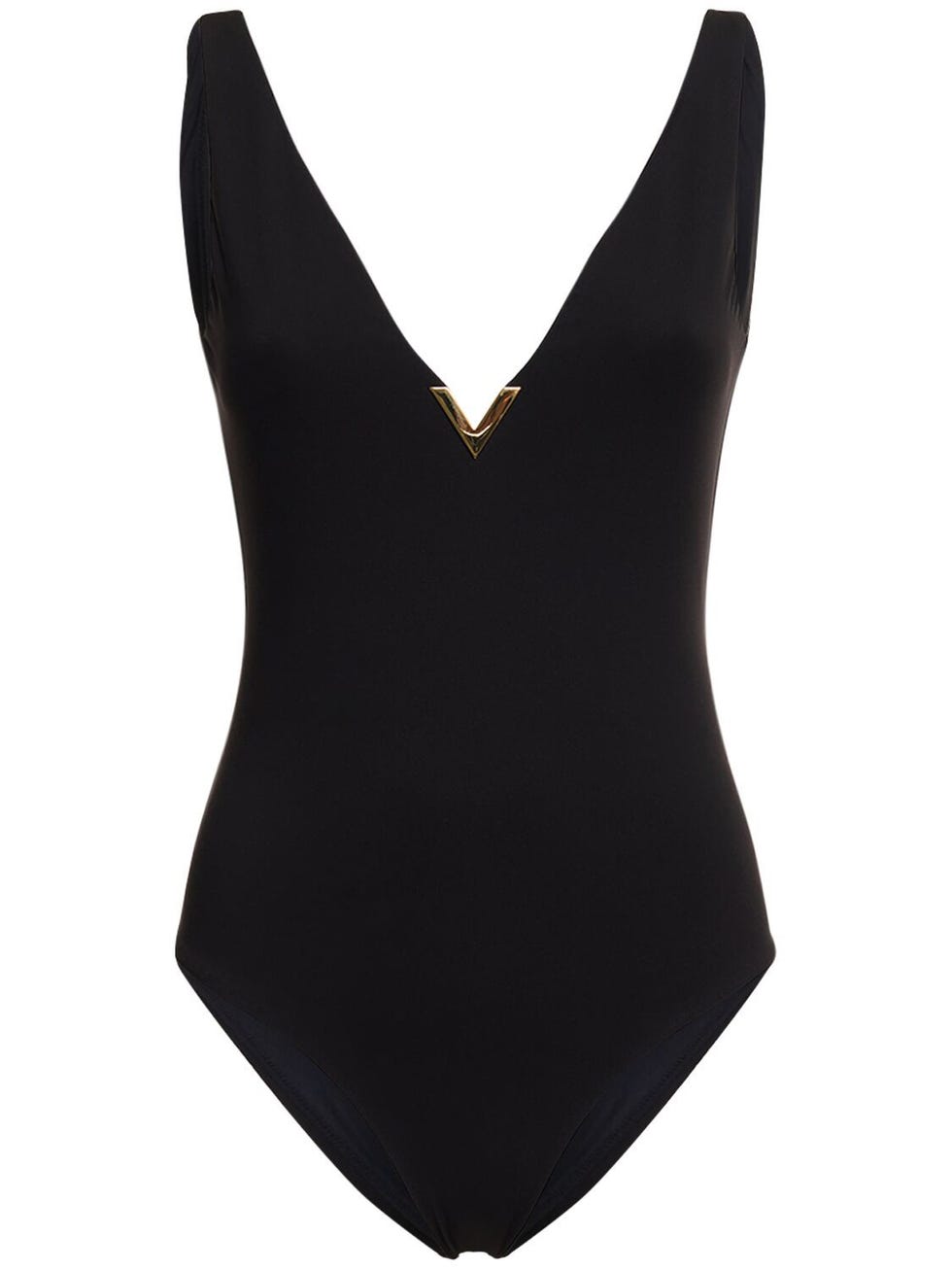 Lycra V-Neck Logo One Piece Swimsuit