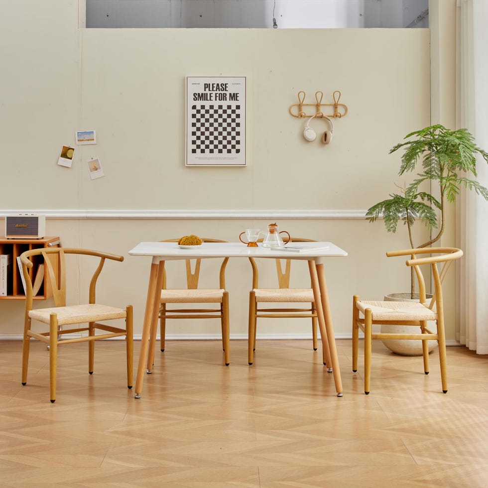 4 sillas de comedor con asiento de ratán