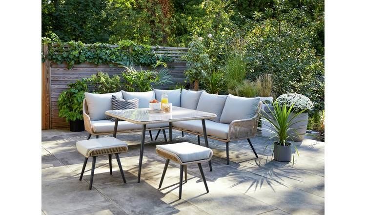 Malta 6 Seater Rattan Effect Garden Corner Sofa Set 