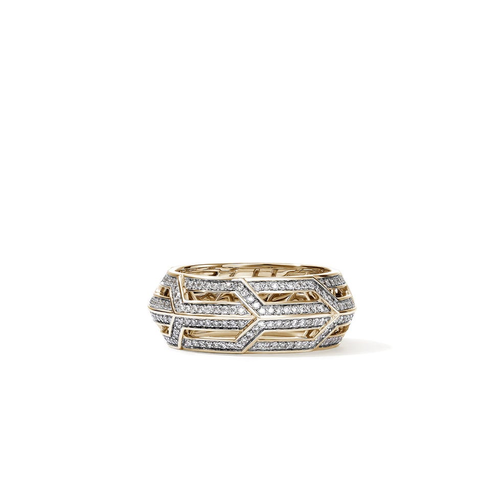 Icon 50 Band Ring, Gold, Diamonds, 8MM