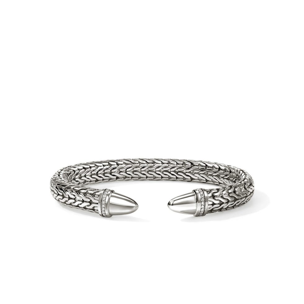 Spear 50 Flex Cuff, Sterling Silver, Diamonds