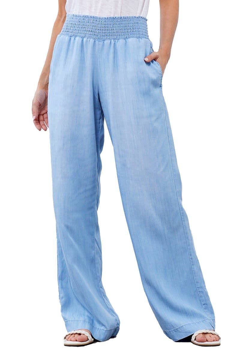 Smocked Waist Wide Leg Pants