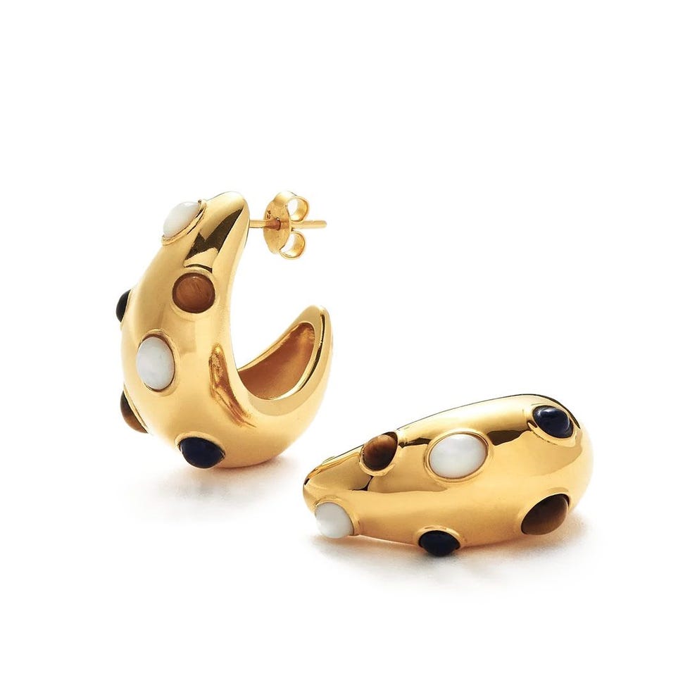 Savi Dome Medium Gemstone Hoop Earrings