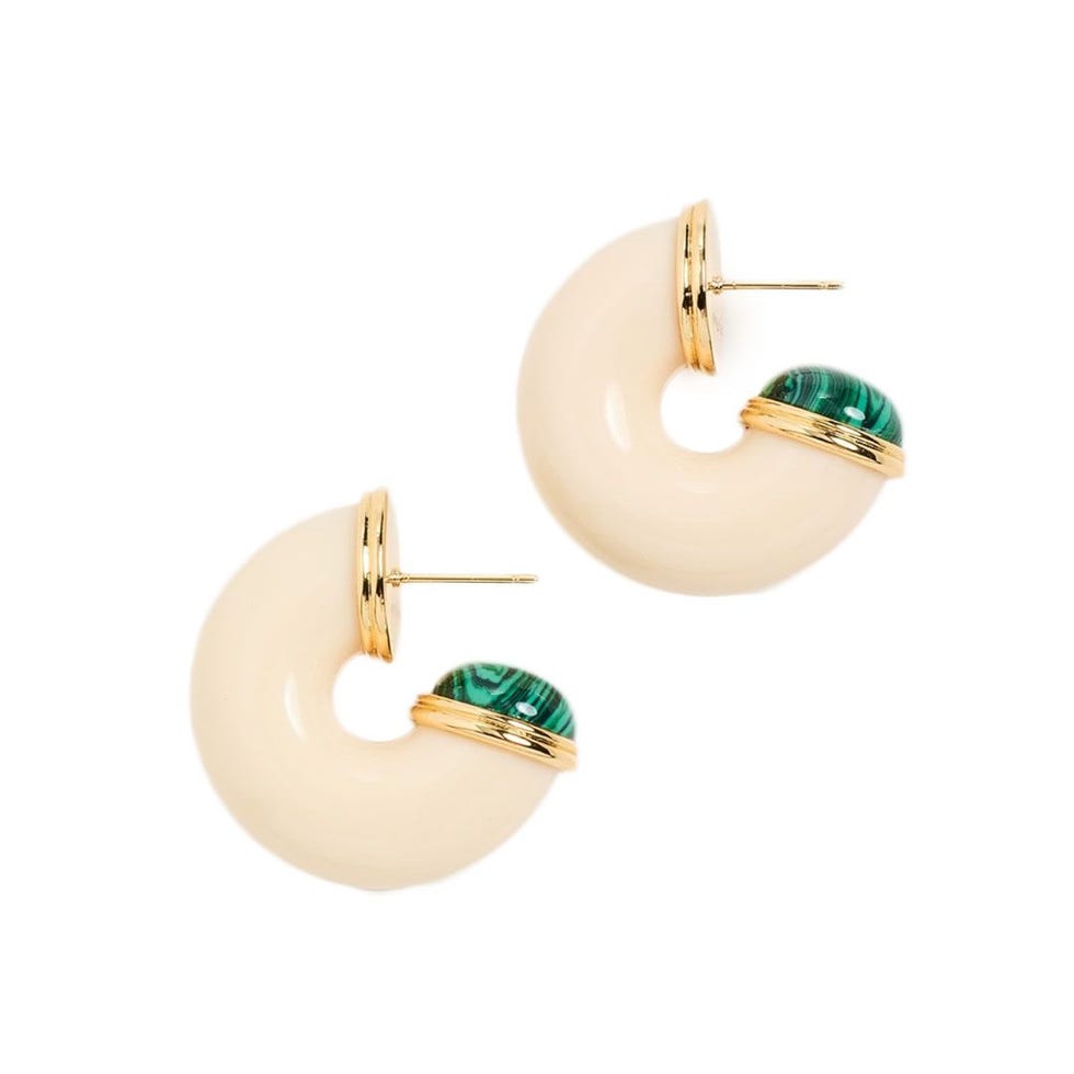 Malachite End Hoop Earrings