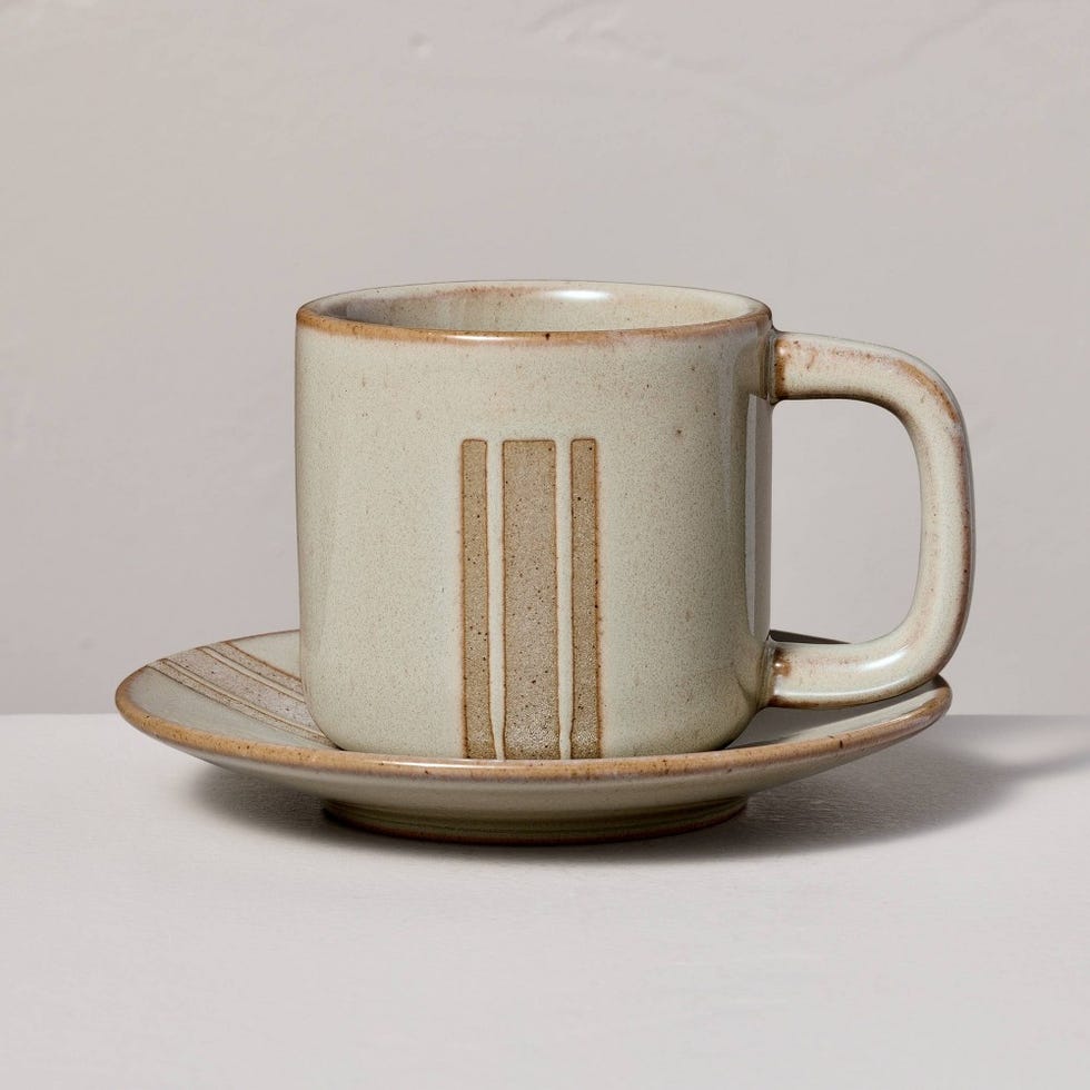 Stoneware Espresso Cup and Saucer Set