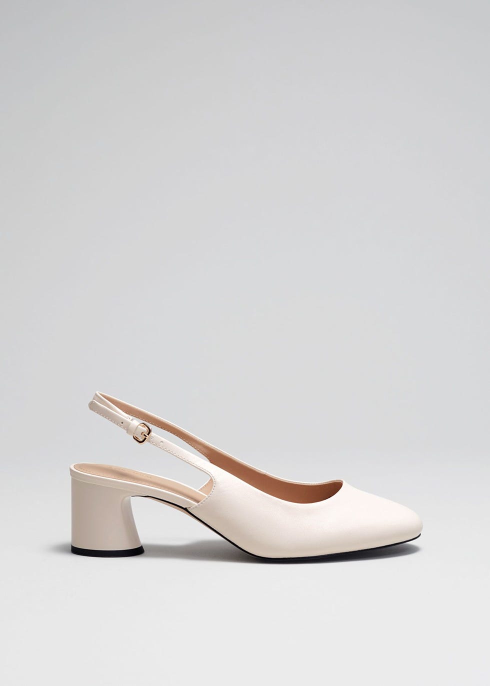 Block Heel Leather Slingback Pumps