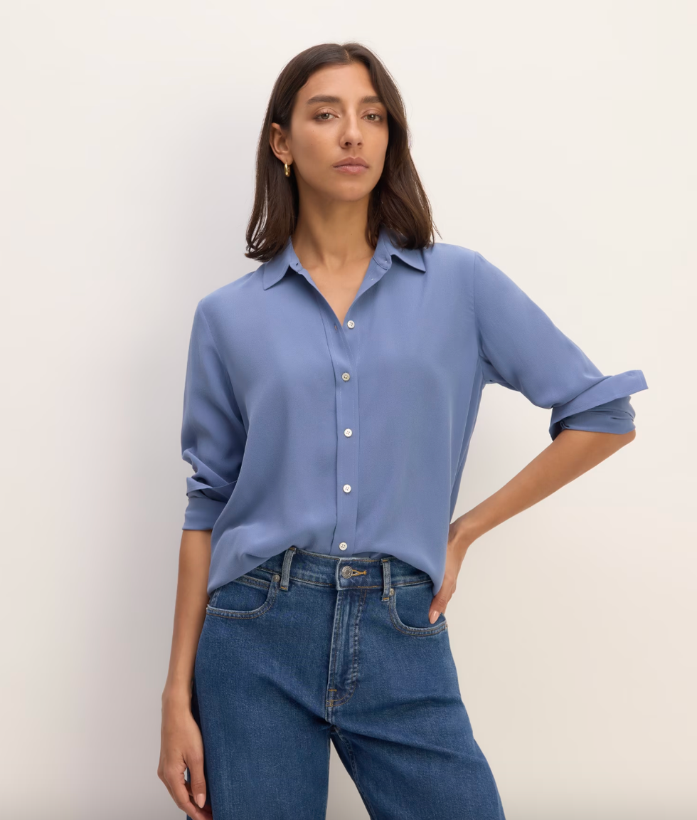 French Blue Washable Silk Shirt