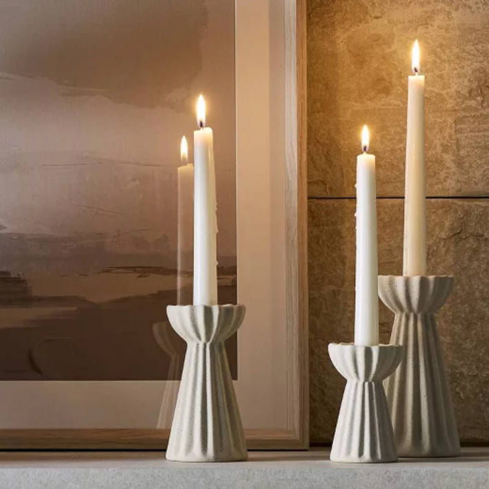 Ceramic Ribbed Taper Candle Holders (Set of 3) Ceramic Ribbed Taper Candle Holders (Set of 3)