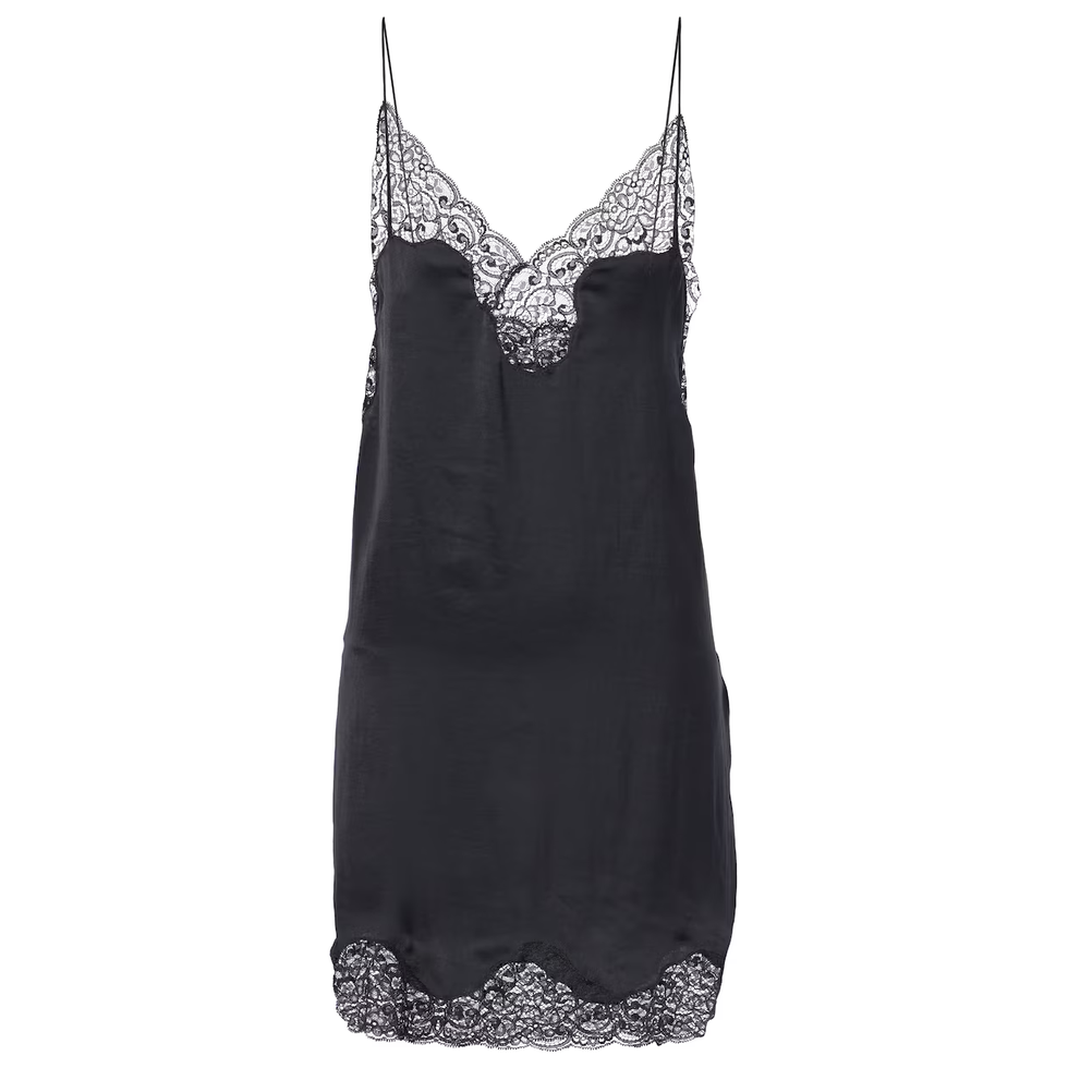 Lace-trimmed Satin Slip Dress