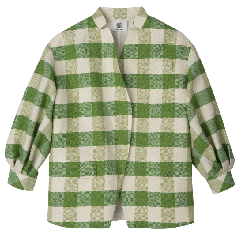 Kimono Jacket in Green Vichy Jacquard