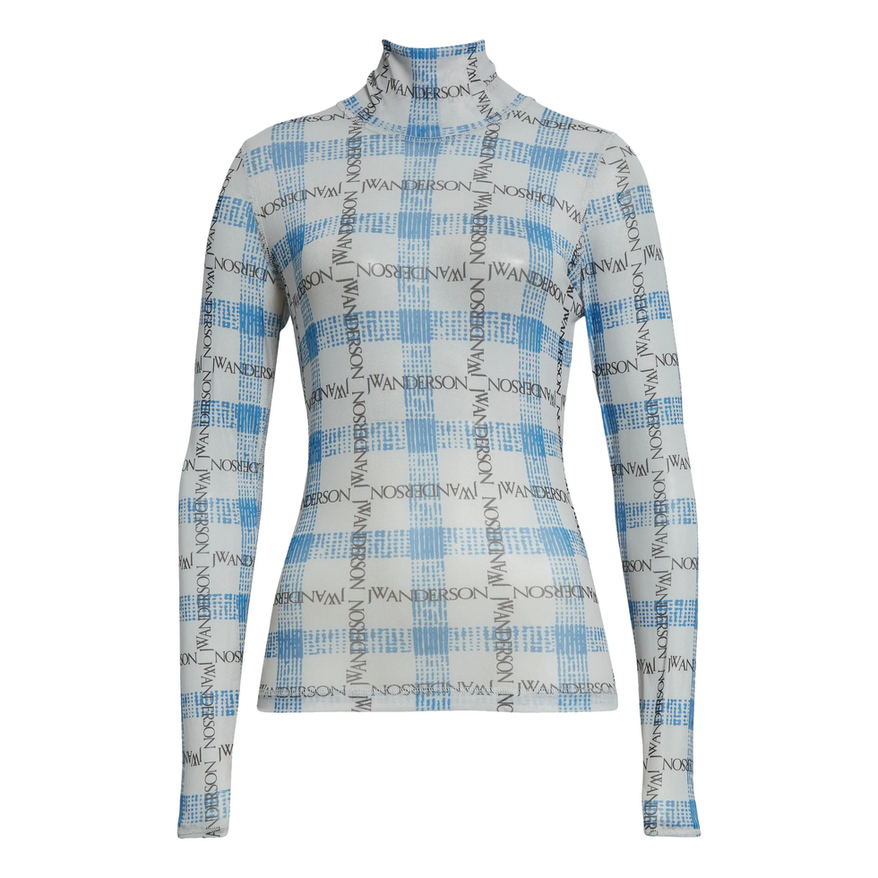 Plaid Underpinning Long Sleeve Mesh Top