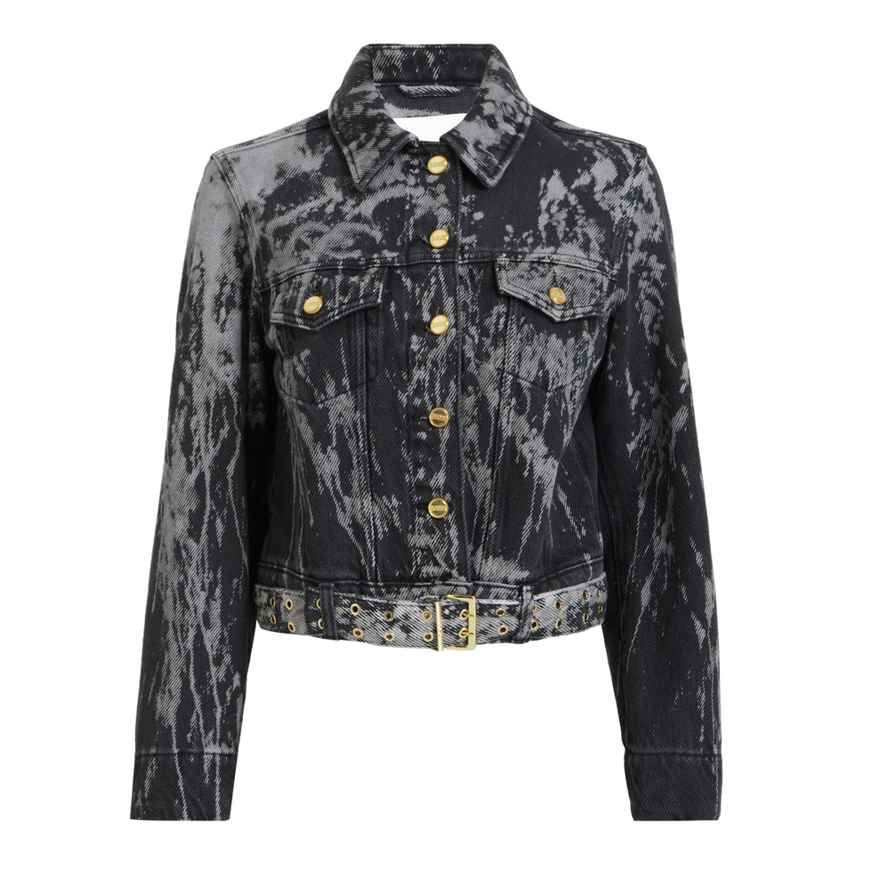 Heavy denim belts jacket