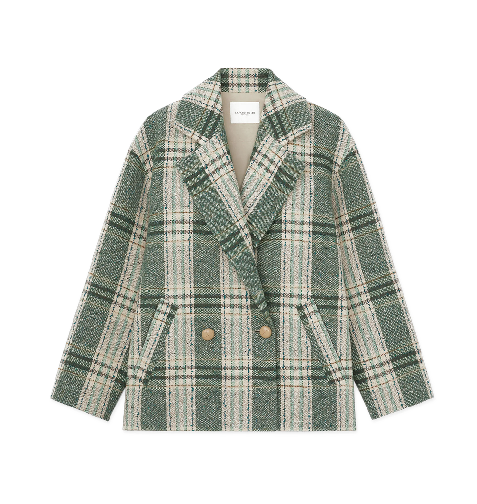 Metallic Donegal Plaid Car Coat