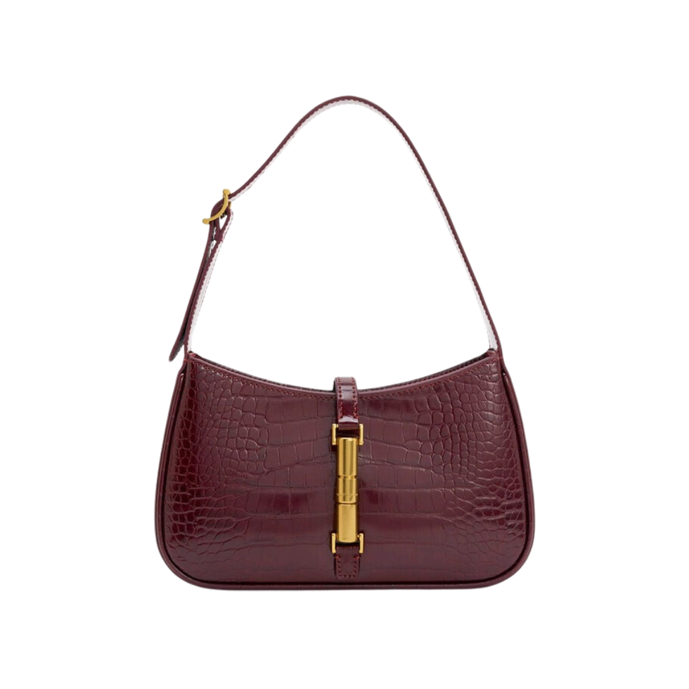 Cesia Croc-Effect Metallic-Accent Shoulder Bag