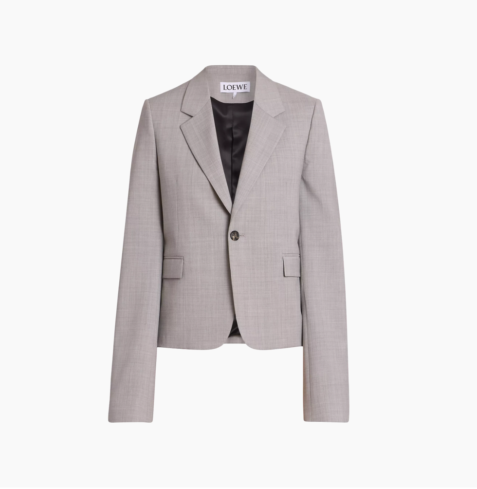 Hatched Wool-Blend Blazer