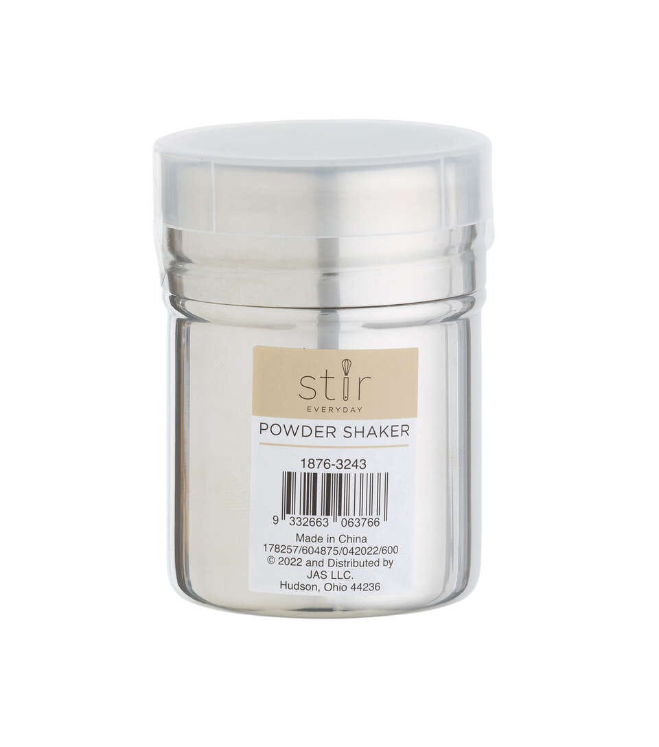 STIR Silver & Clear Stainless Steel Powder Shaker With Lid