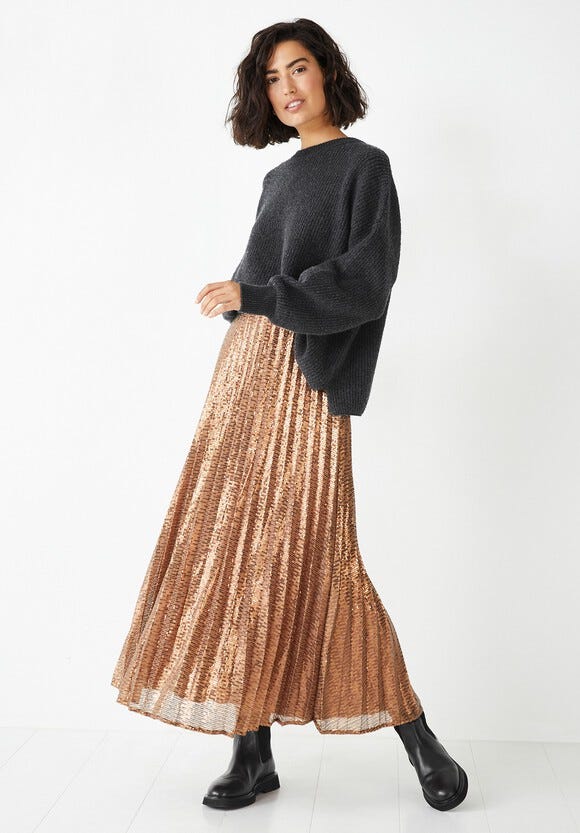 Clio Pleated Sequin Skirt