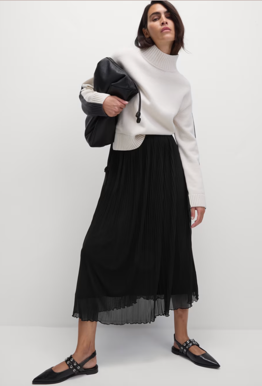 Jersey Pleated Midaxi Slip Skirt