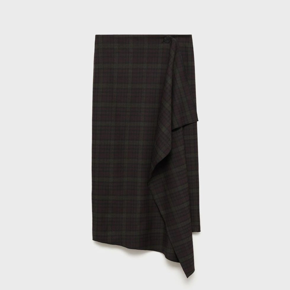 Checked Asymmetric Skirt