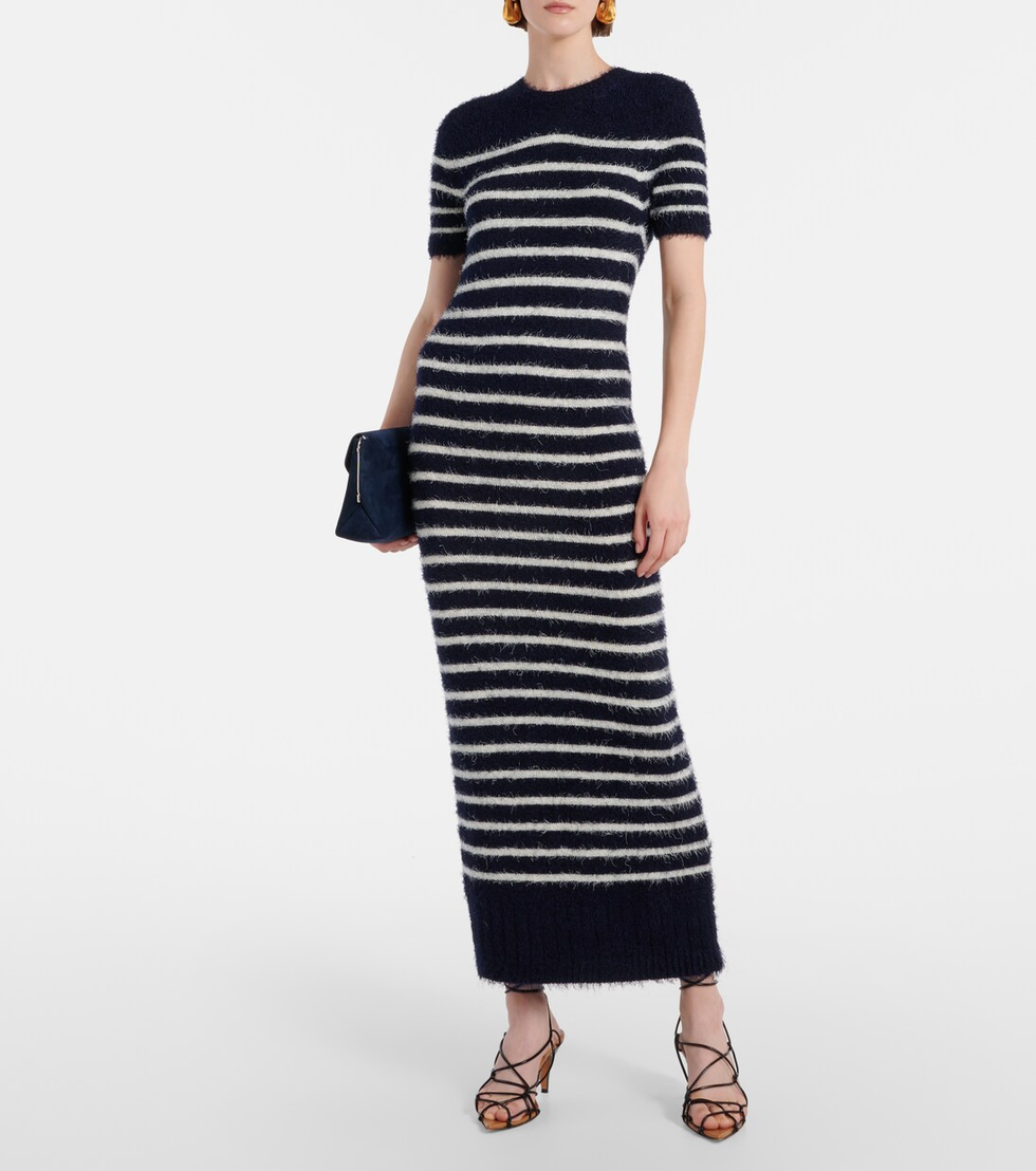 Helen Striped Silk and Cashmere Midi Dress