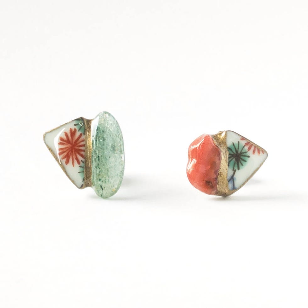 Aventurine and Red Agate Stud Earrings