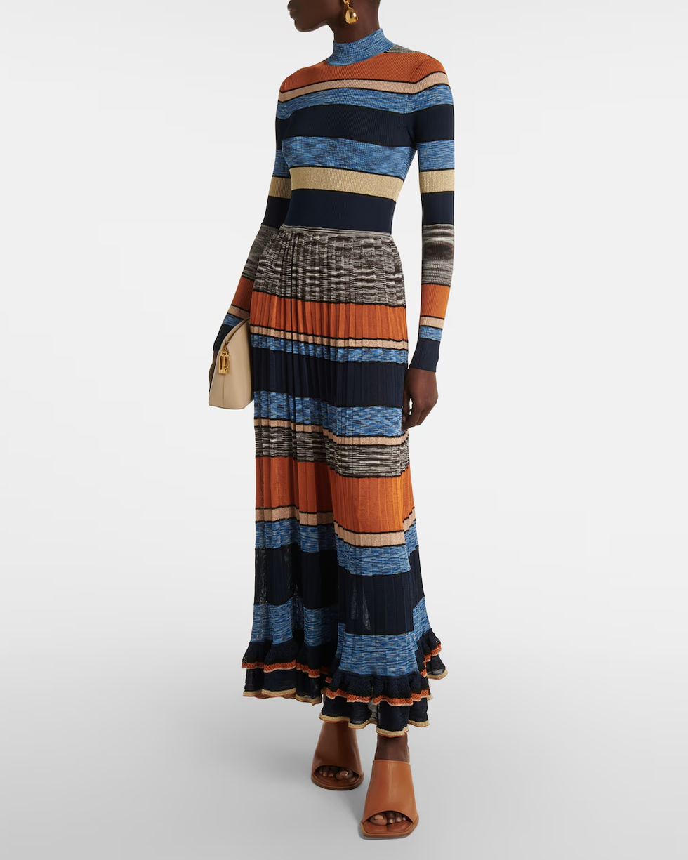 Evangeline Striped Lamé Maxi Dress