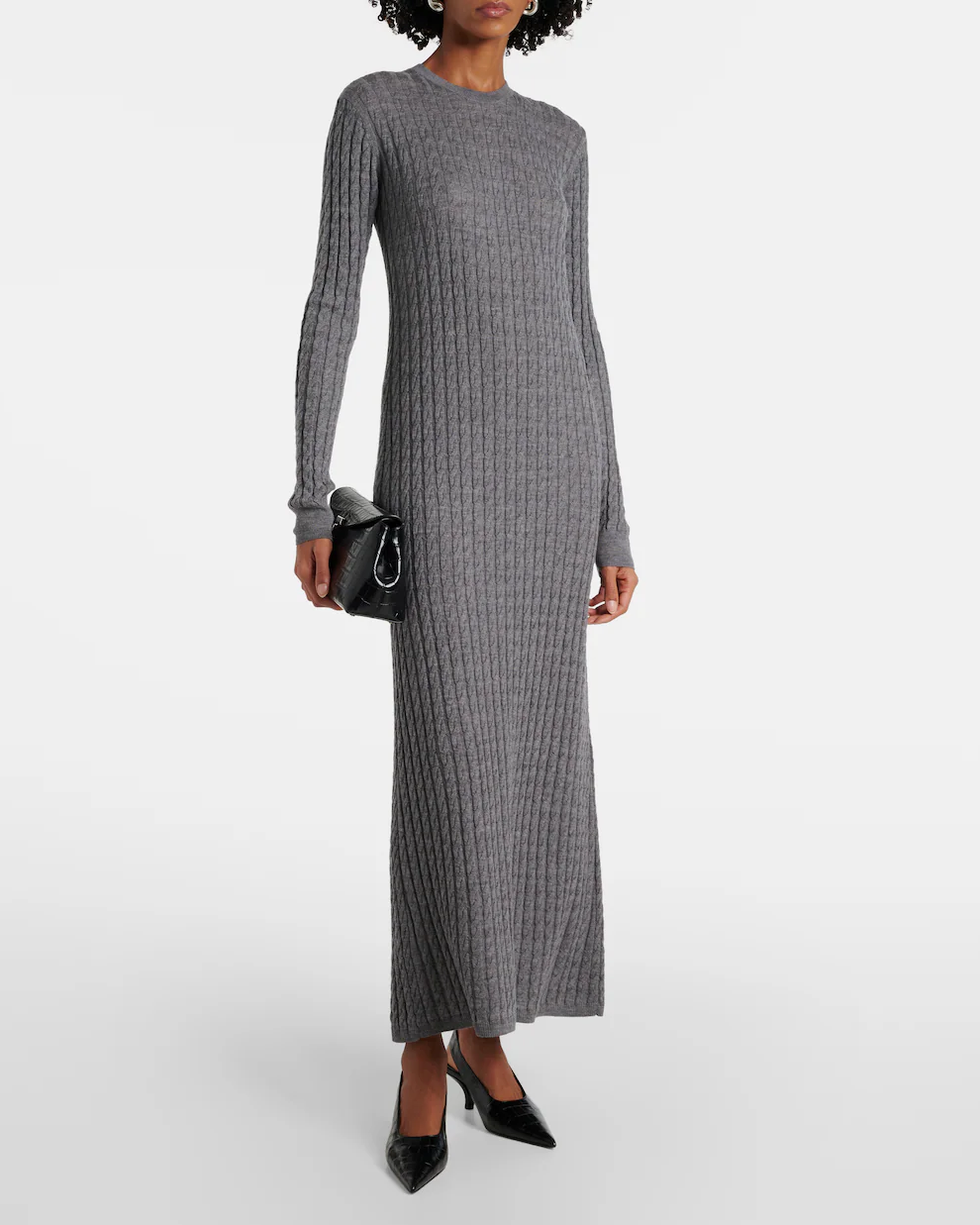 Cable-Knit Wool Maxi Sweaterdress