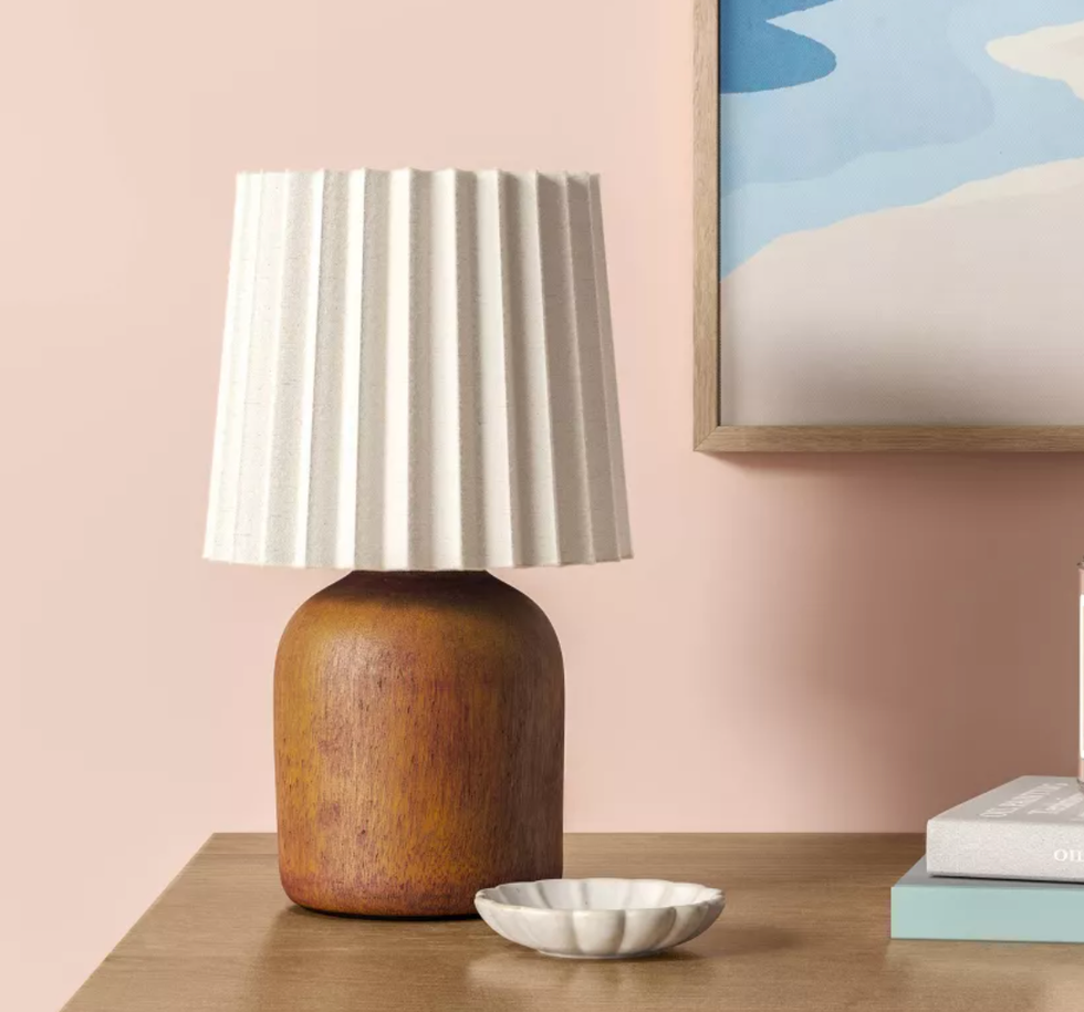 Mini Faux Wood Table Lamp