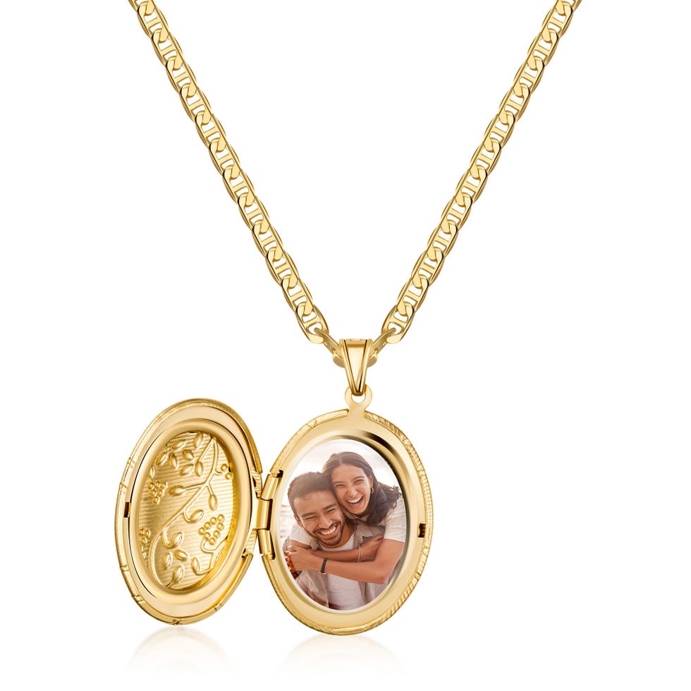 18K Gold Plated Oval Locket Necklace
