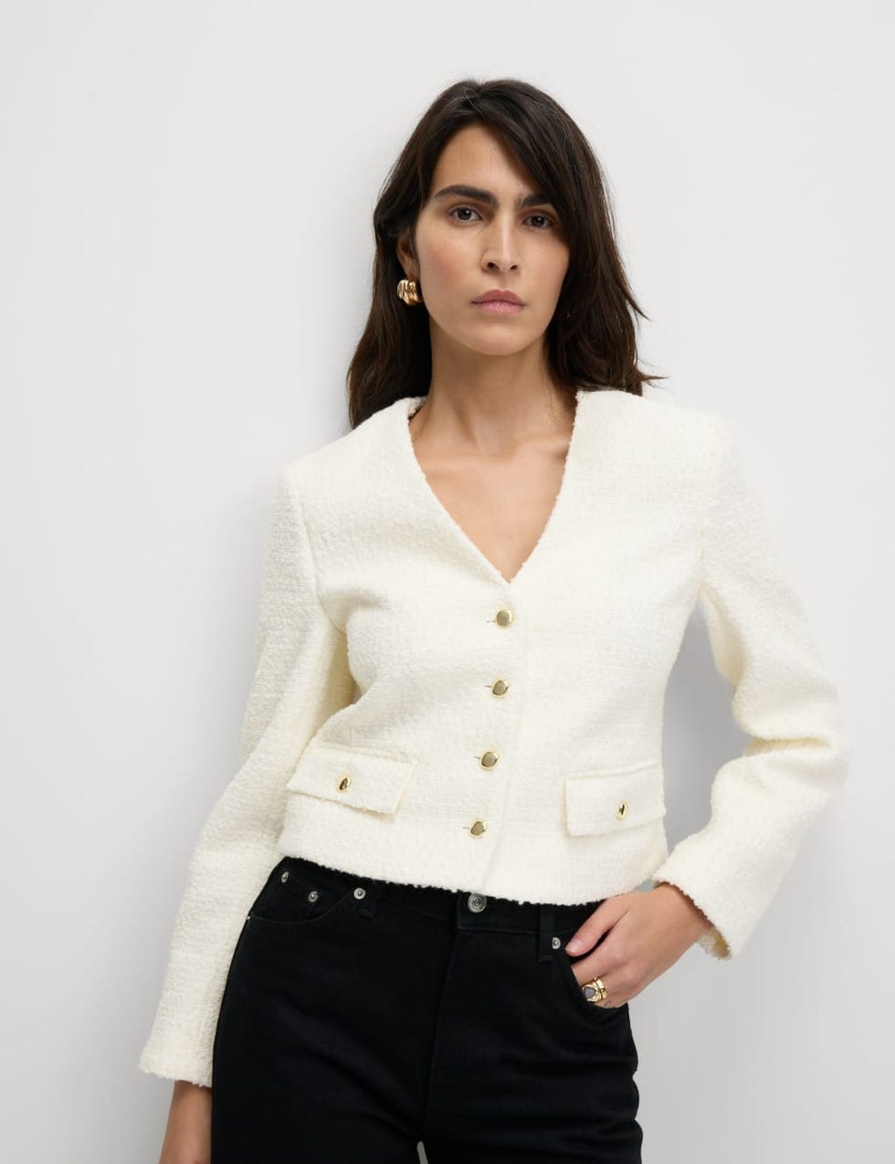 V-Neck Jacket With Wool