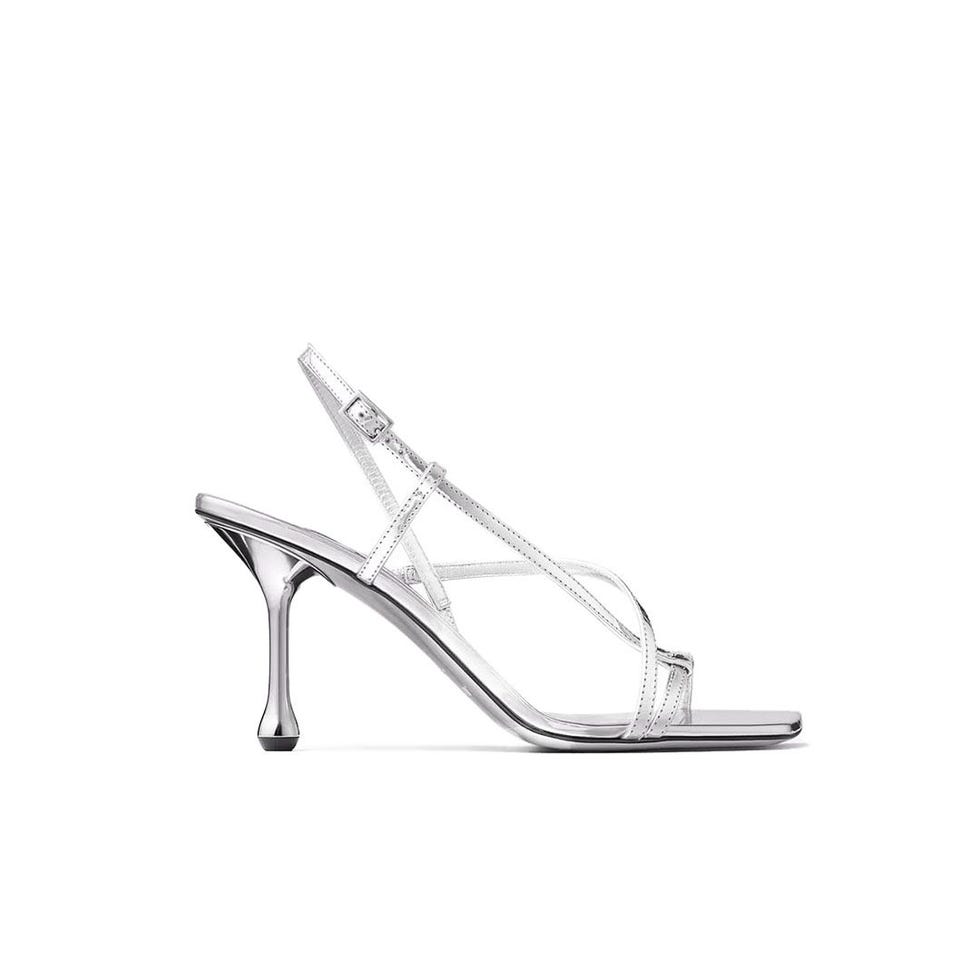 Etana 80 Silver Metallic Leather Sandals