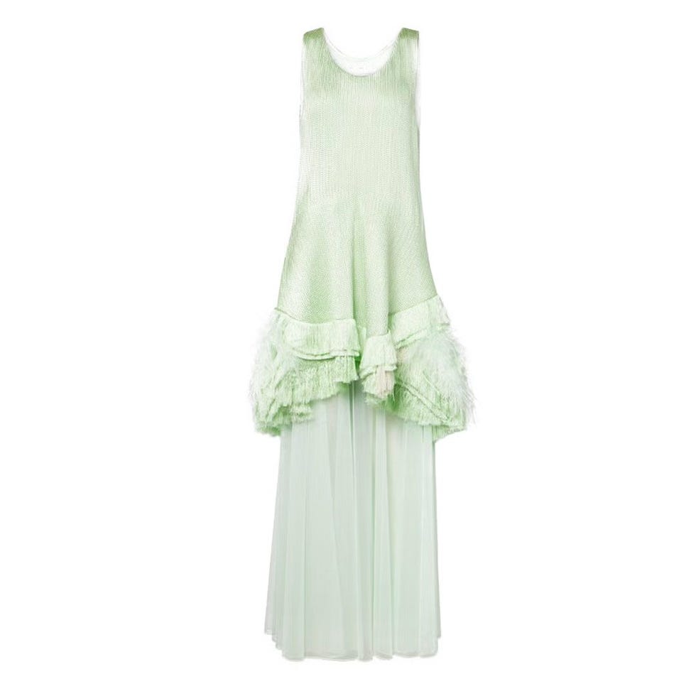 Feather-Trimmed Gown