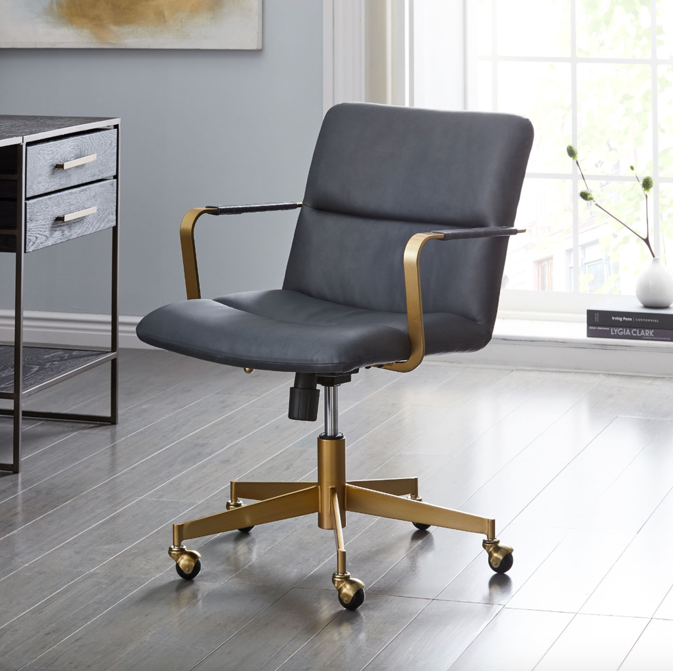 Cooper Midcentury кожаный вращающийся офисный стул