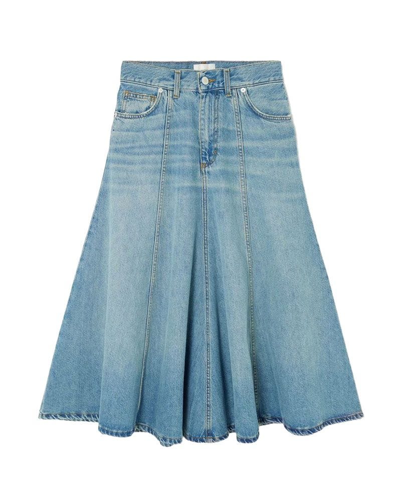 Serenity Paneled Denim Midi Skirt