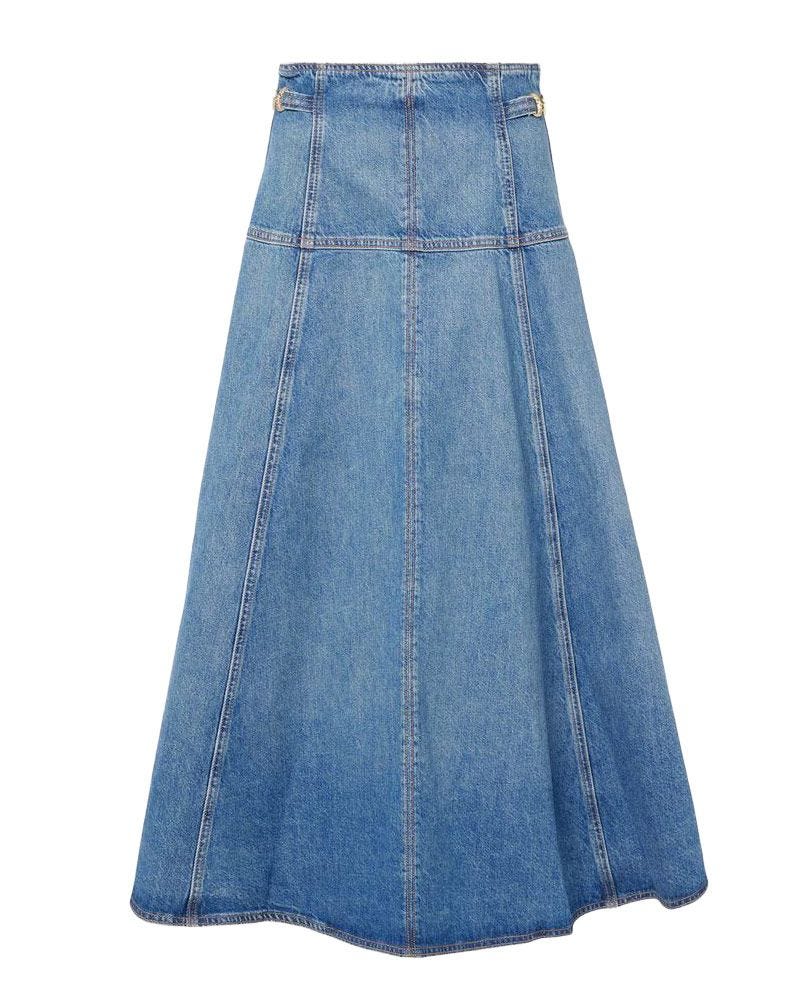 Brigette A-Line Denim Midi Skirt