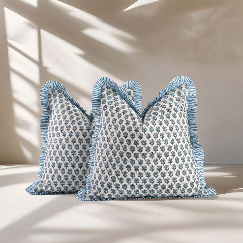 Blue Ruffle Throw Pillow Covers