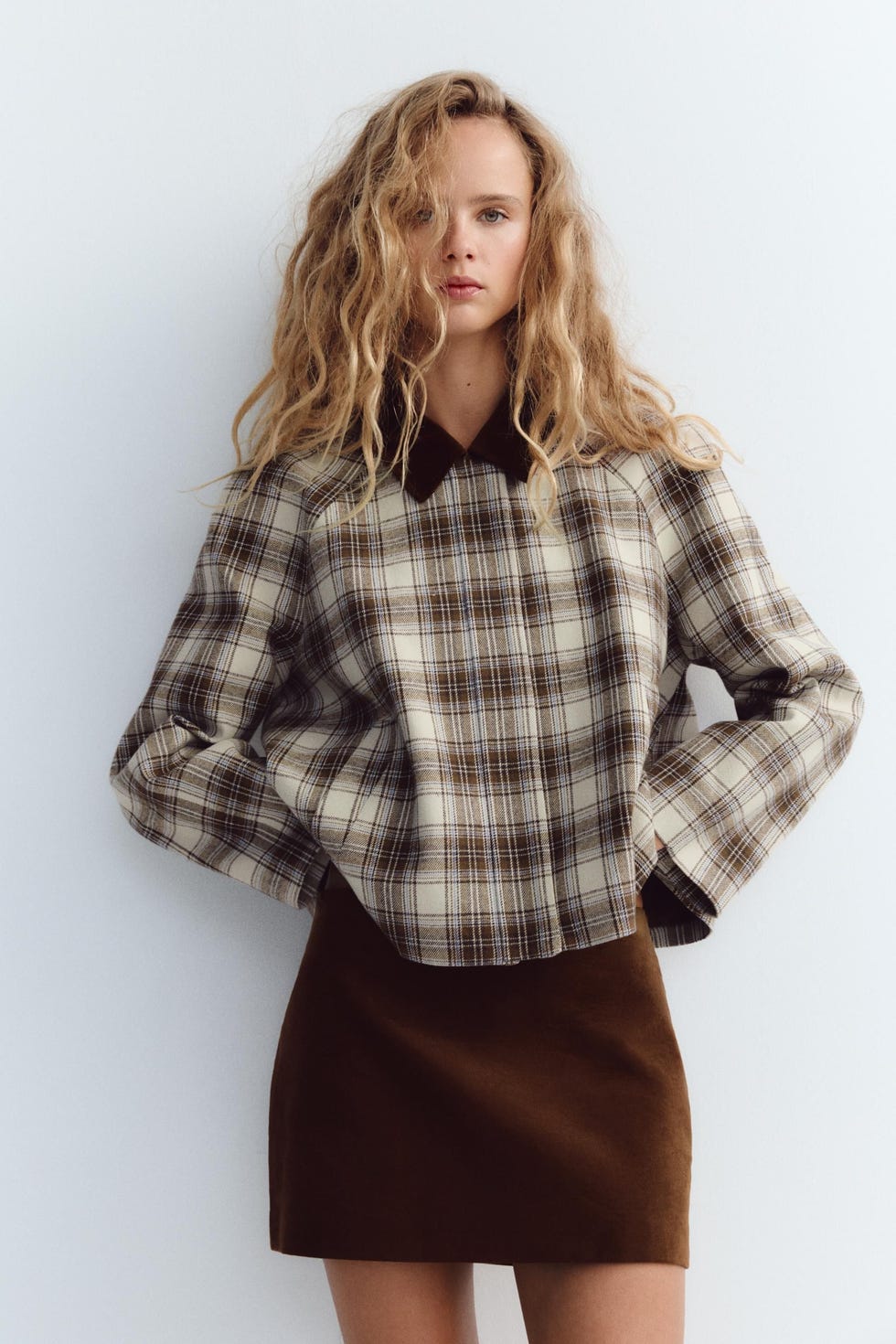 Checked Cape Jacket