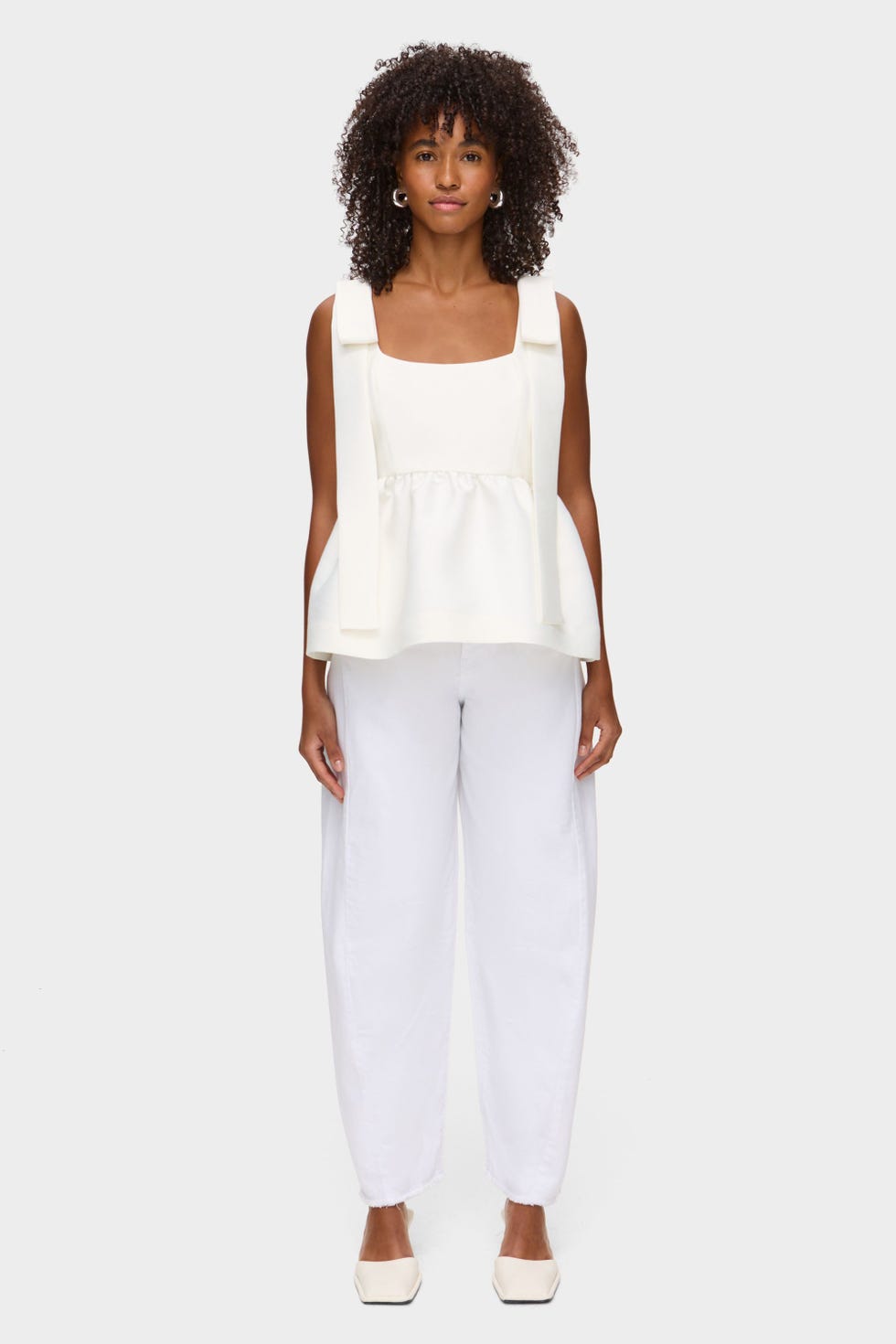 Alina Bow Peplum Satin Top
