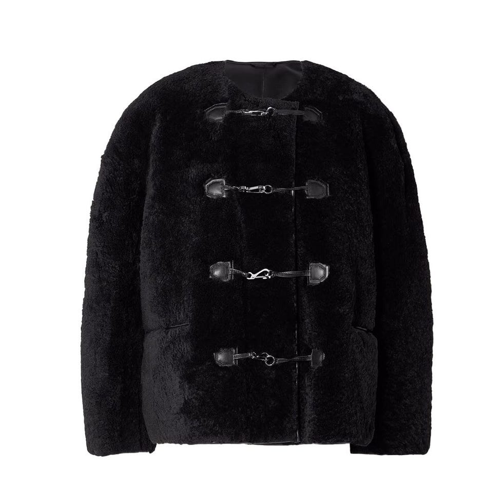 Leather-Trimmed Shearling Jacket