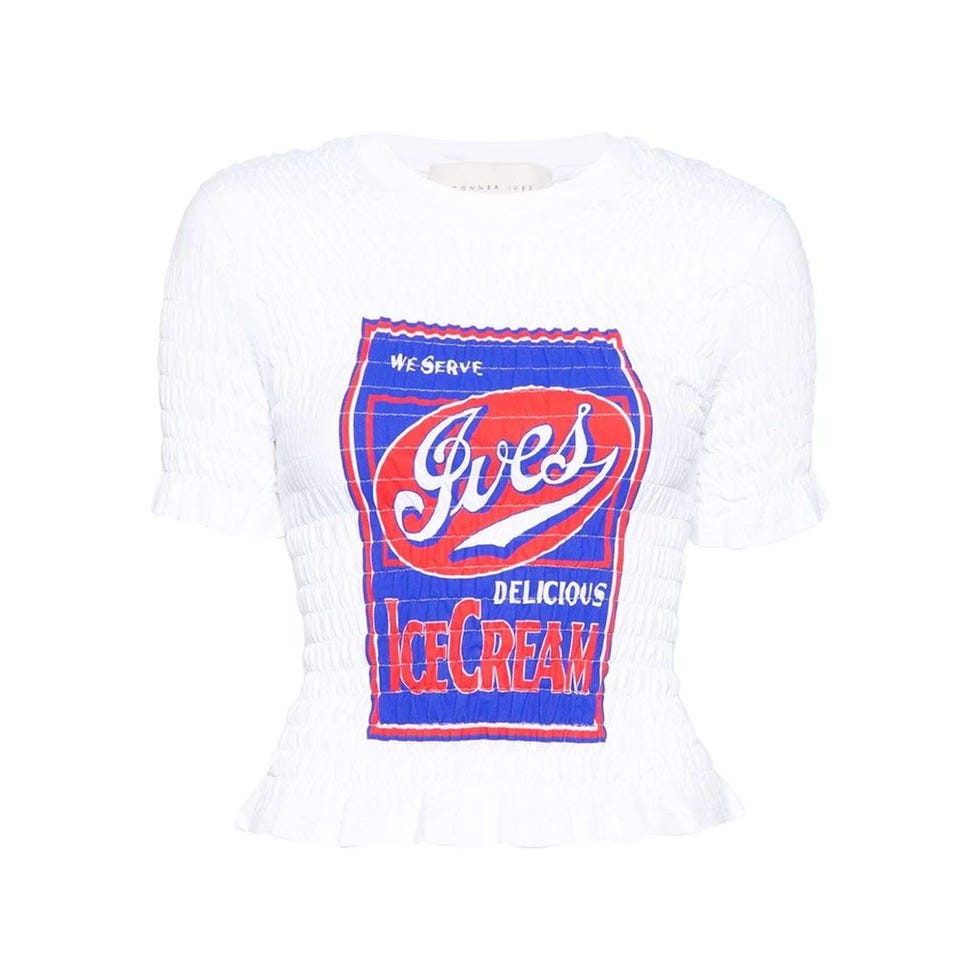 Shirred 'Ives Ice Cream' T-shirt