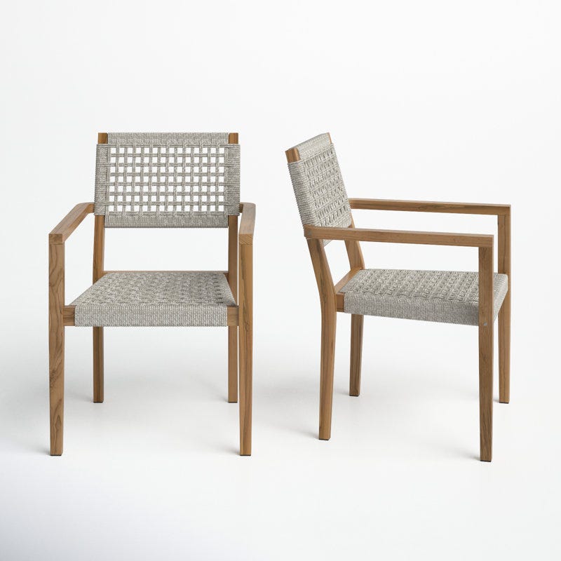 Cava Indoor/Outdoor Rope & Teak Stacking Armchairs