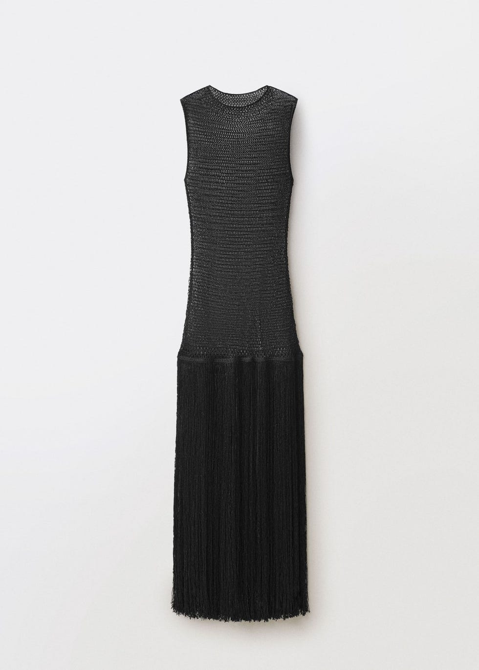 Openwork knit dress with fringes