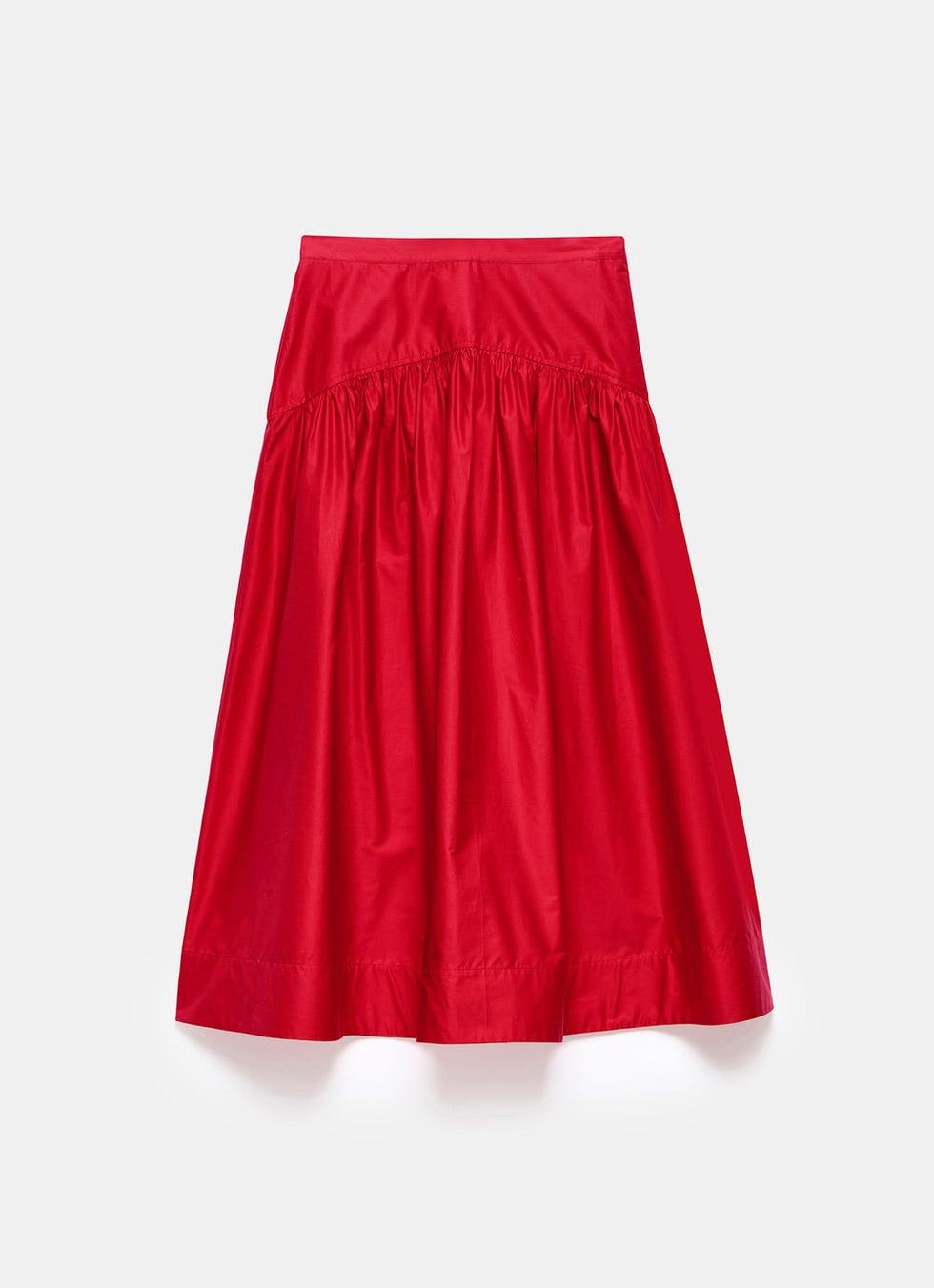 Red Cotton Midi Skirt