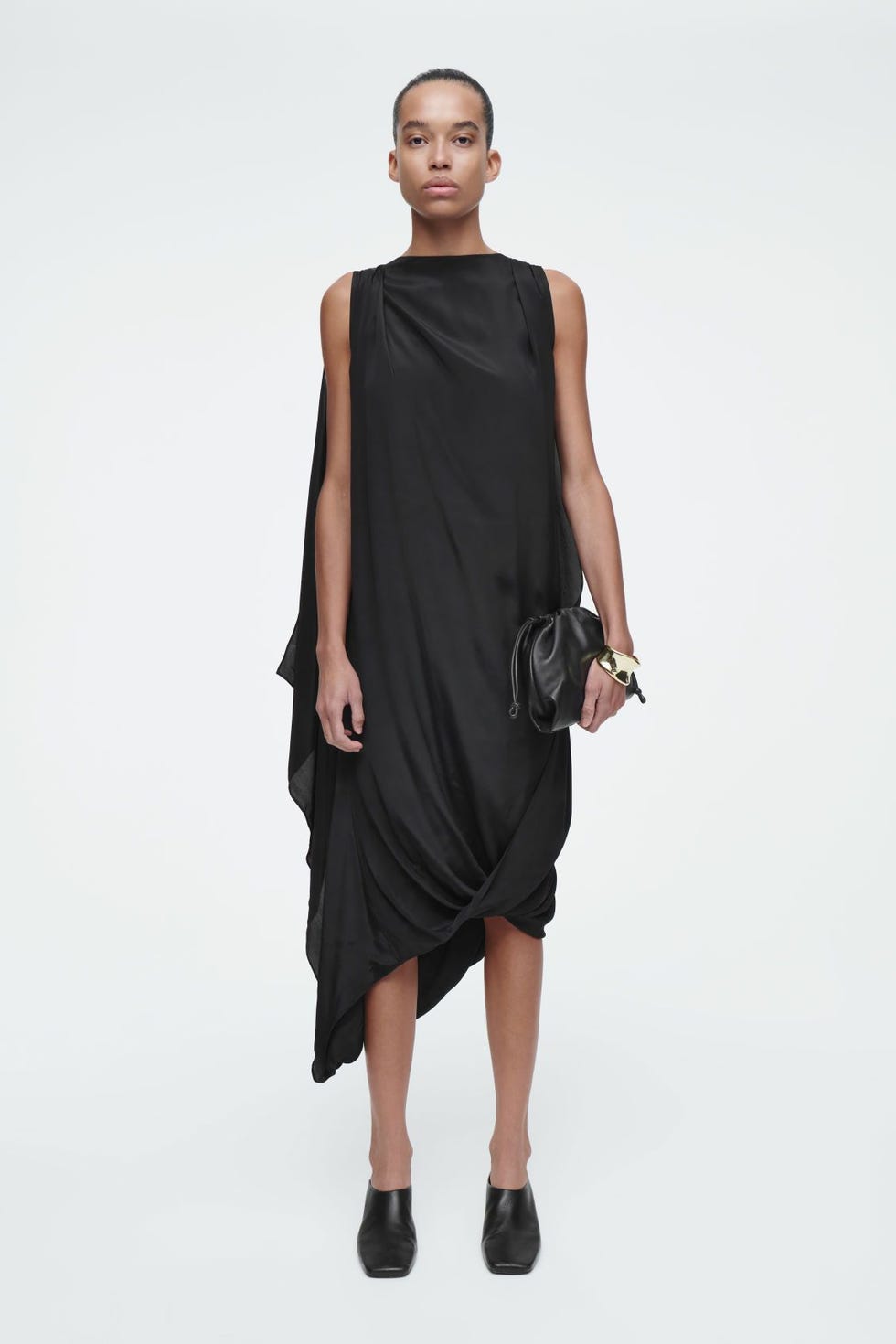 draped bubble midi dress