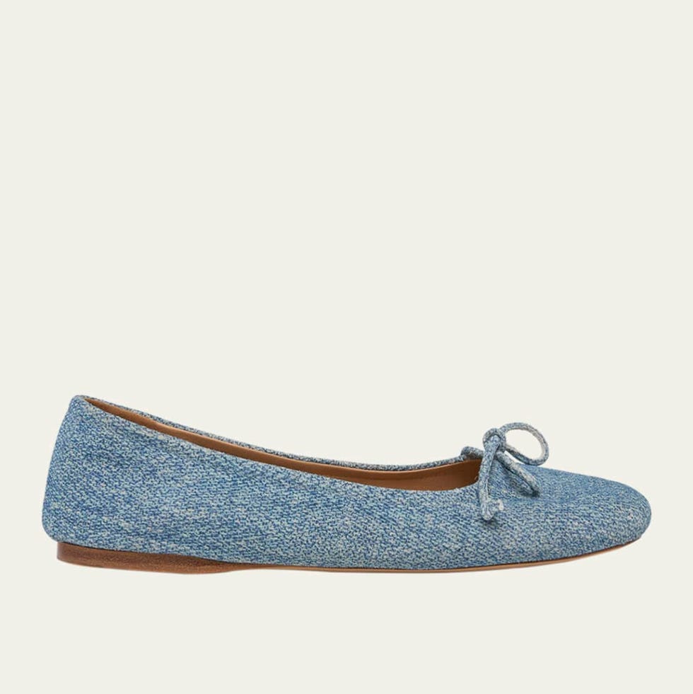 Denim-Print Suede Ballerina Flats Denim-Print Suede Ballerina Flats