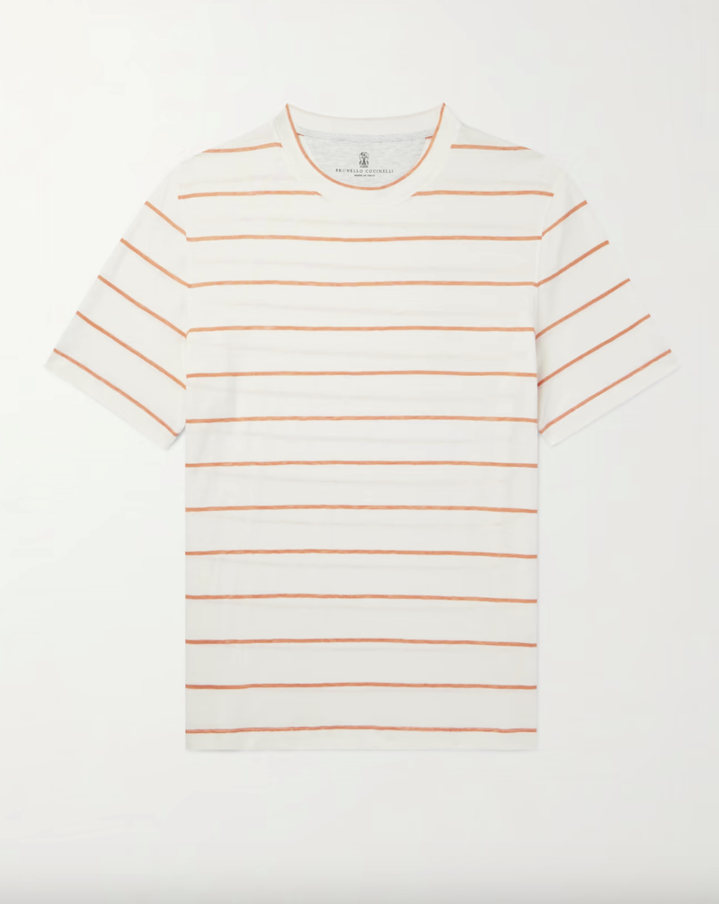 Striped Linen and Cotton-Blend T-Shirt